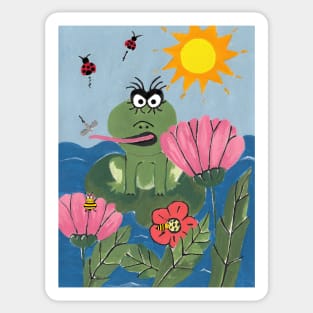 THE Frog And The Fly Painting Sticker